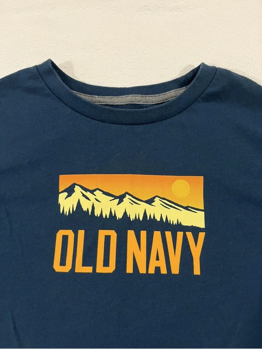 Old Navy Dark Blue Tee with Yellow Mountain Graphic